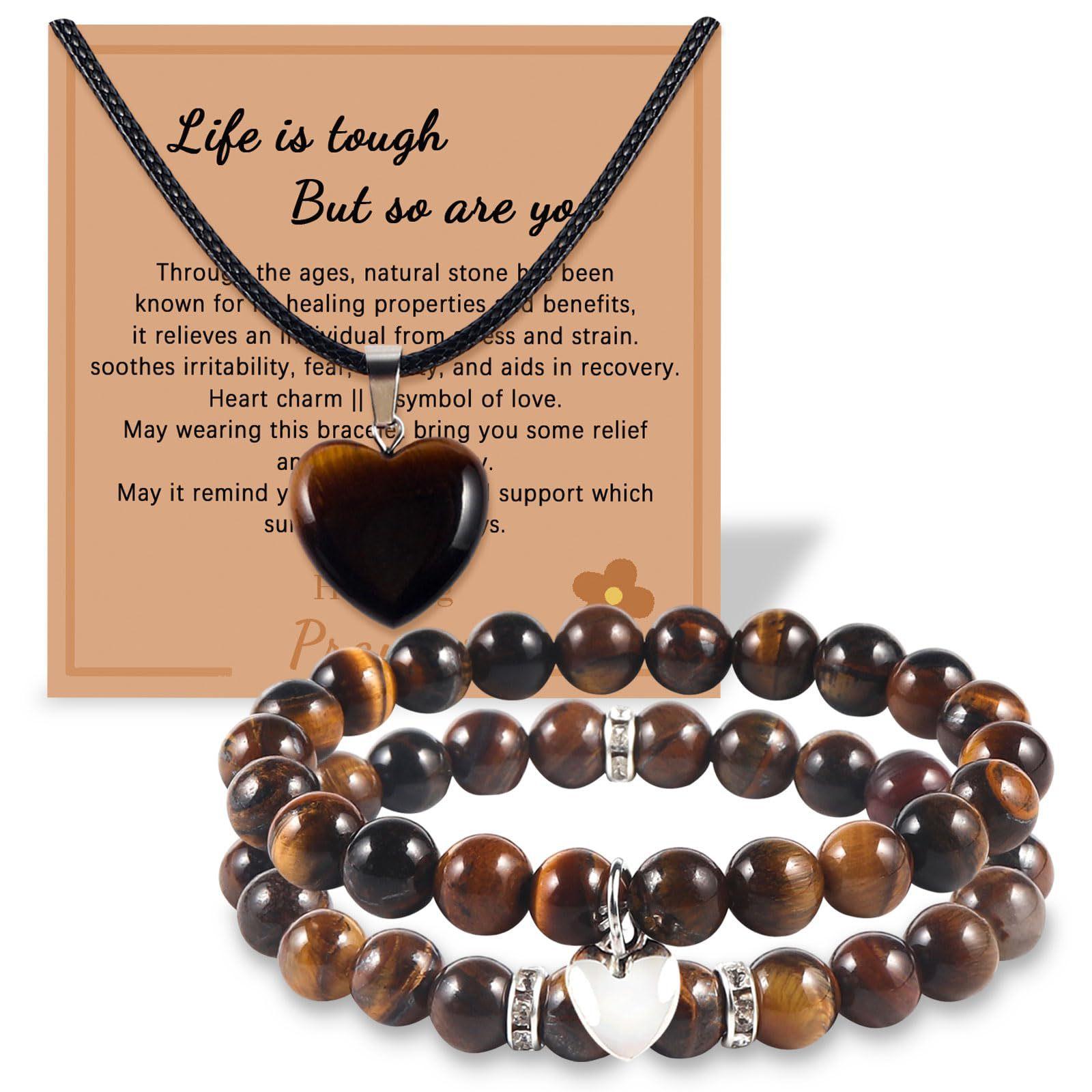 Набор браслетов из аметиста 8 мм Натуральный хрусталь Халцедон Бусины Кулон-сердце Ожерелье Женский набор с сердцем Браслет