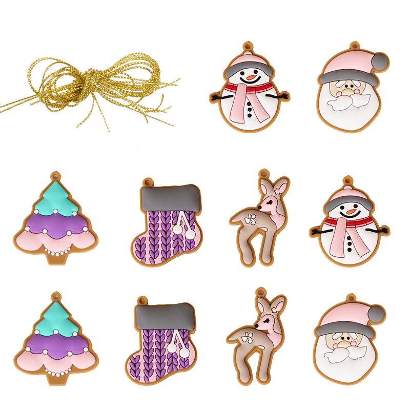 Cross-Border PVC Gingerbread House Ornaments - Soft Rubber Hanging Decorations for Christmas Trees & Scenes