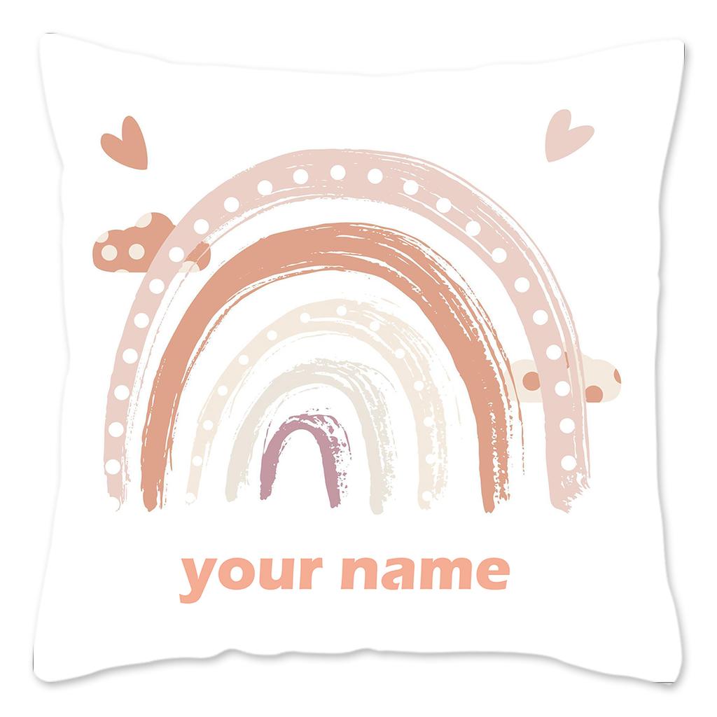 Rainbow Print Custom Cushion Cover Adult Children Personalized Name Customize Pillowcase Home Housewarming Birthday Gifts