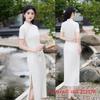 Ai Qi Embroidered Cheongsam, Young Style, Improved Temperament, Long Style, Solid Color, Plain and Elegant Girls' Summer New Cheongsam
