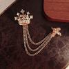 Rhinestone Crown Tassel Brooch Chain Suit Lapel Pin Temperament Suit Collar Pin  Ceremony Banquet