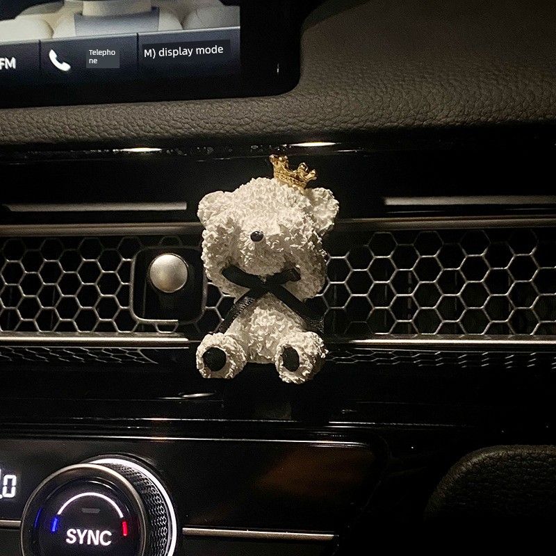 

Car Air Freshener White Bear Bowknot Car Air Conditioning Vent Decoration Perfume Diffuser Stone Car Interior Accessories White Crown Bear (Unscented)
