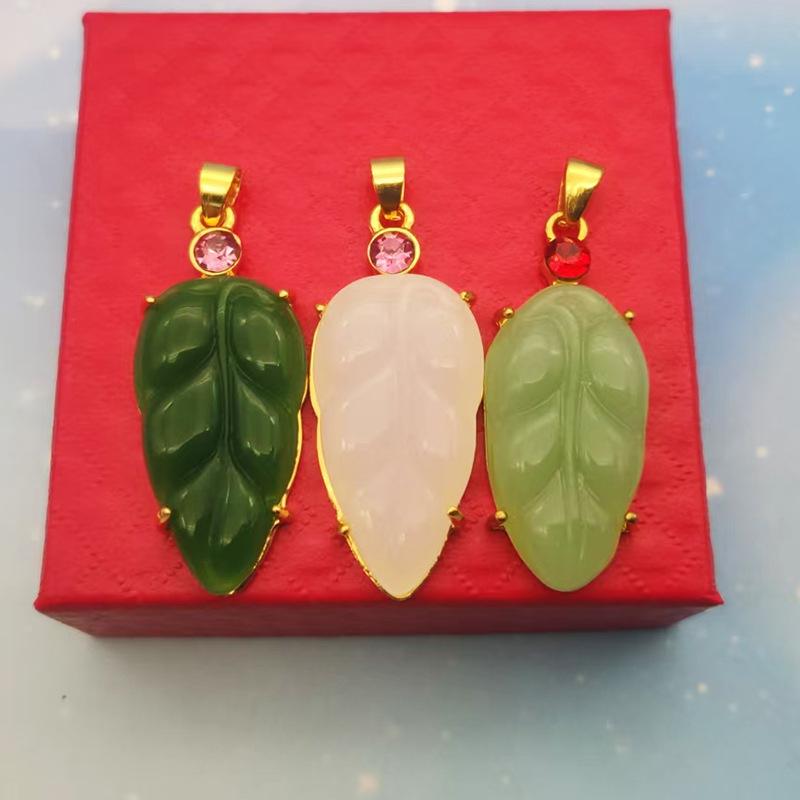 Gold-Inlaid Jade Guanyin Buddha Pendant Necklace - Ethnic Style for Men and Women