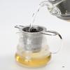 Stainless steel tea strainer with lid and teaspoon, foldable handle design