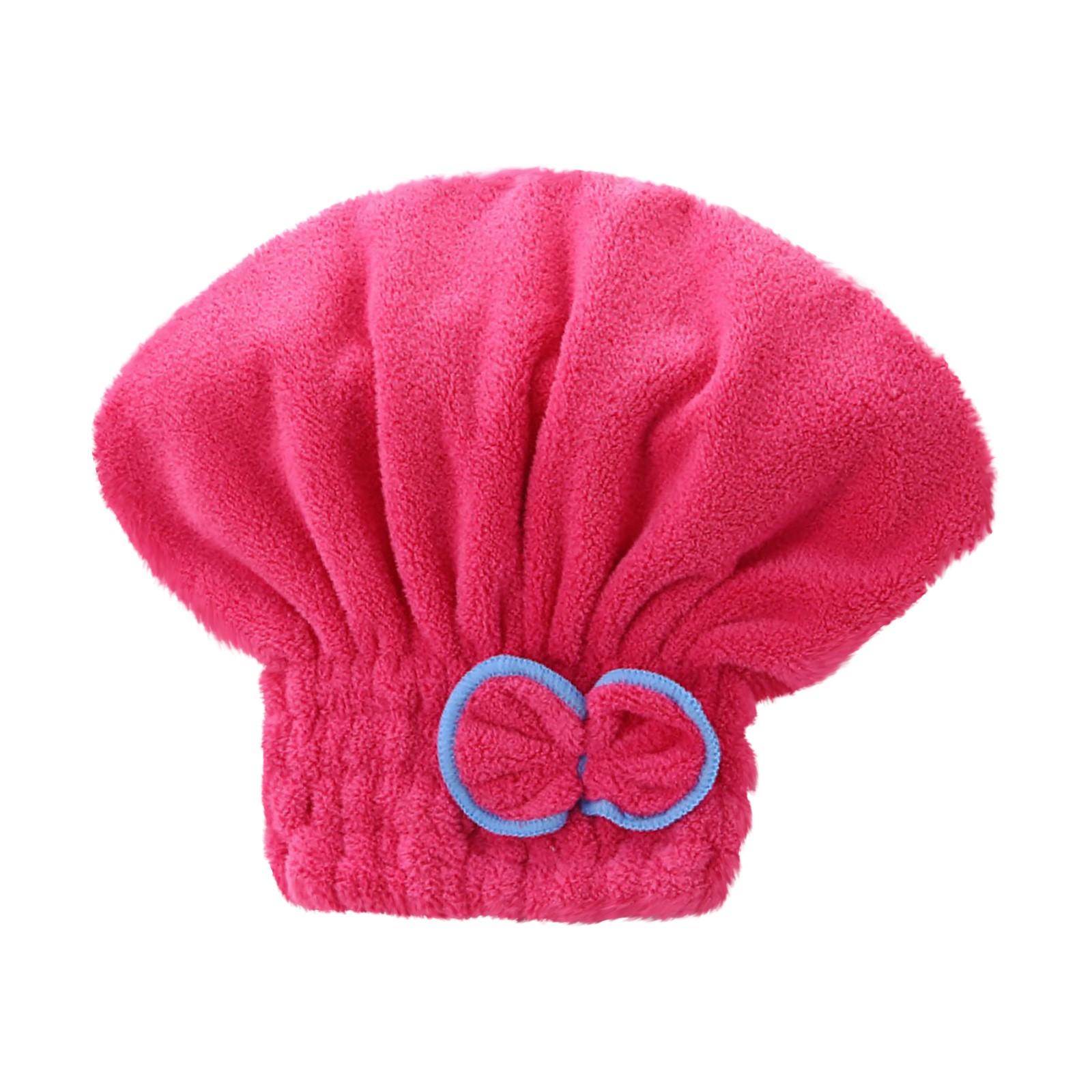 

Шапочка для сухих волос для женщин с бантом, бархатная шапочка принцессы кораллового цвета, суперабсорбирующее полотенце для сухих волос, быстросохнущая повязка на голову, шапочка для душа One Size горячий розовый