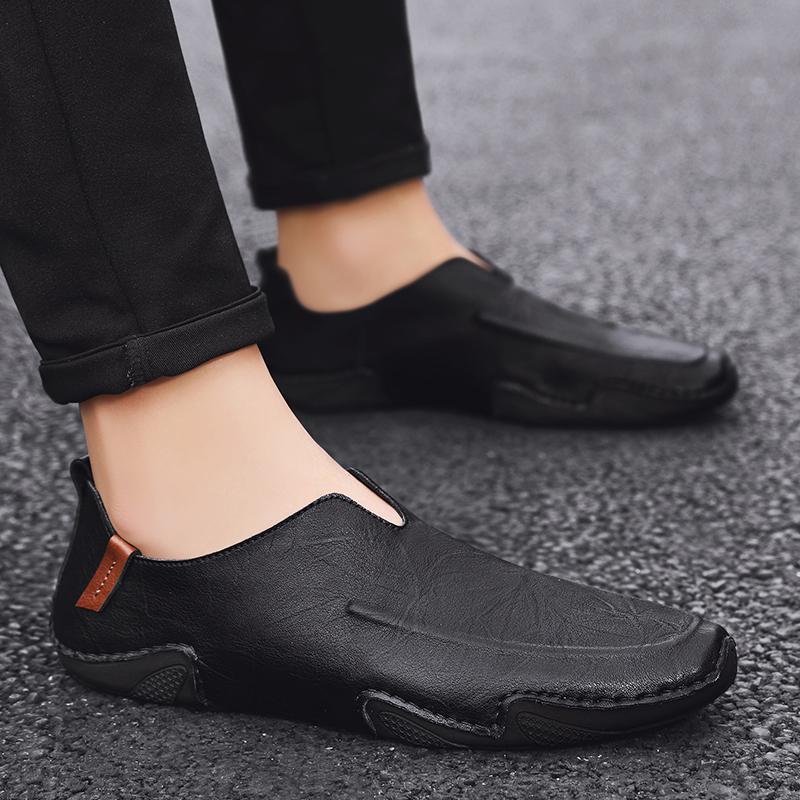White Black Leather Lazy Driving Comfortable Soft For Men Dress Men'S Formal Shoes Loafers Moccasins Breathable Slip On