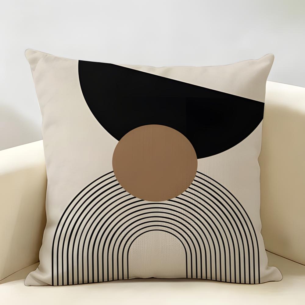 Nordic Abstract Art Cushion Cover Natural Linen Organic Fabric Double-Sided Printing Breathable Perfect For Home Decor