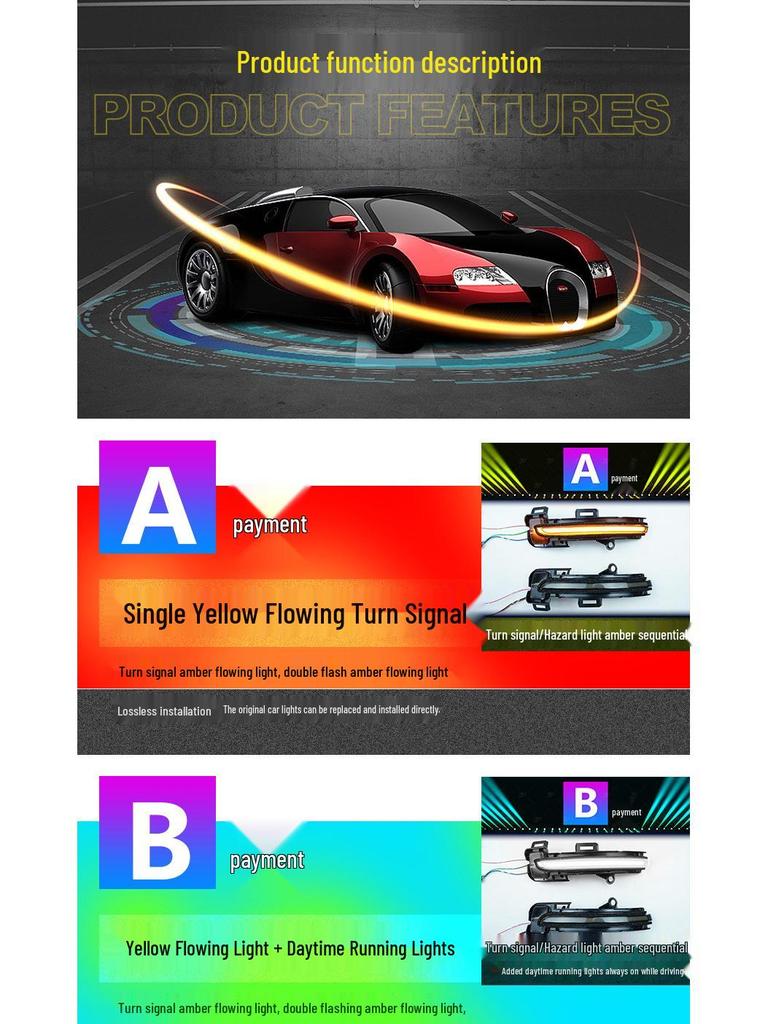 MG Pilot Rearview Mirror Sequential Turn Signal with Dynamic DRL Blue Touch Modification