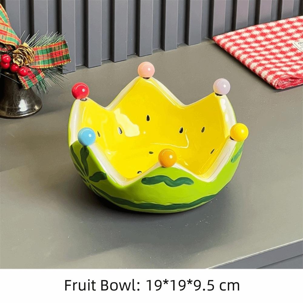 with Food Forks Salad Bowl Large Capacity Dessert Storage Plate Ceramic Fruit Plate  Dinnerware