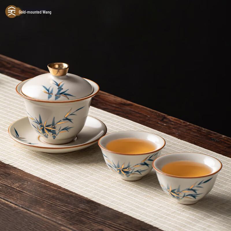 Chen Peiming Ru Kiln Sancai Gaiwan Tea Set