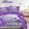Bear Doll Pattern Bedding Quilt Set Quilt Cover Pillowcase Home Decoration Birthday Gift (1 * Duvet Cover + 2 * Pillowcase, Without Core)