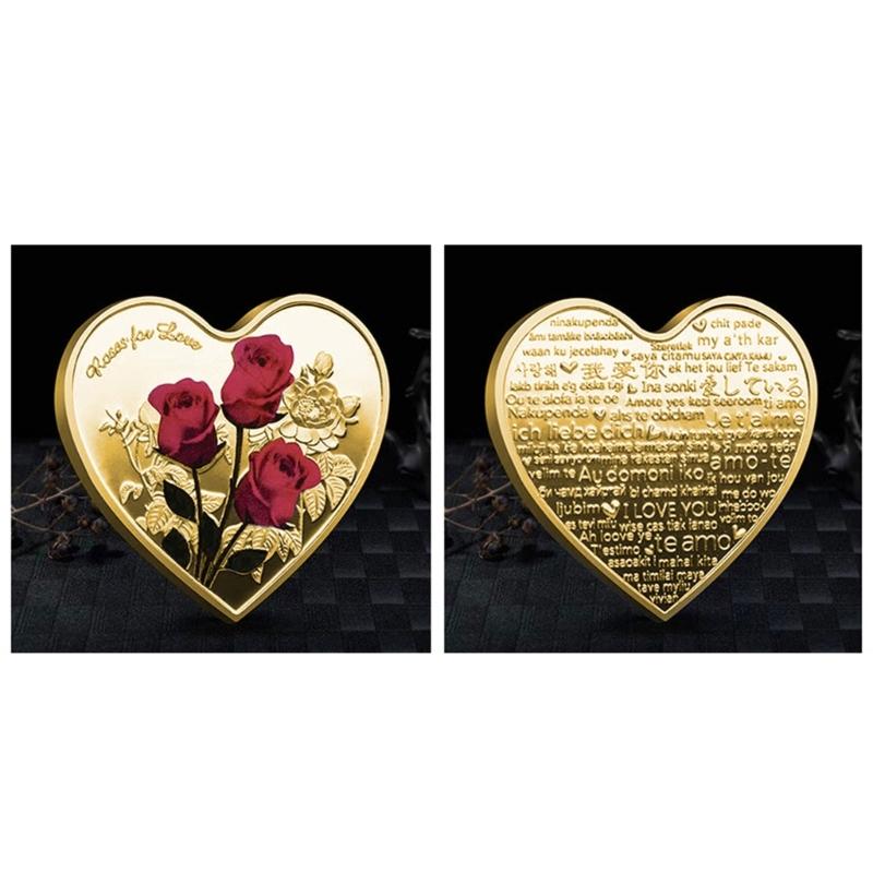Einzigartige herzförmige Metallmünzen Symbolische Liebe Sammlerstücke Hochzeitsdekoration Valentinstag Jubiläumsgeschenk Münzen