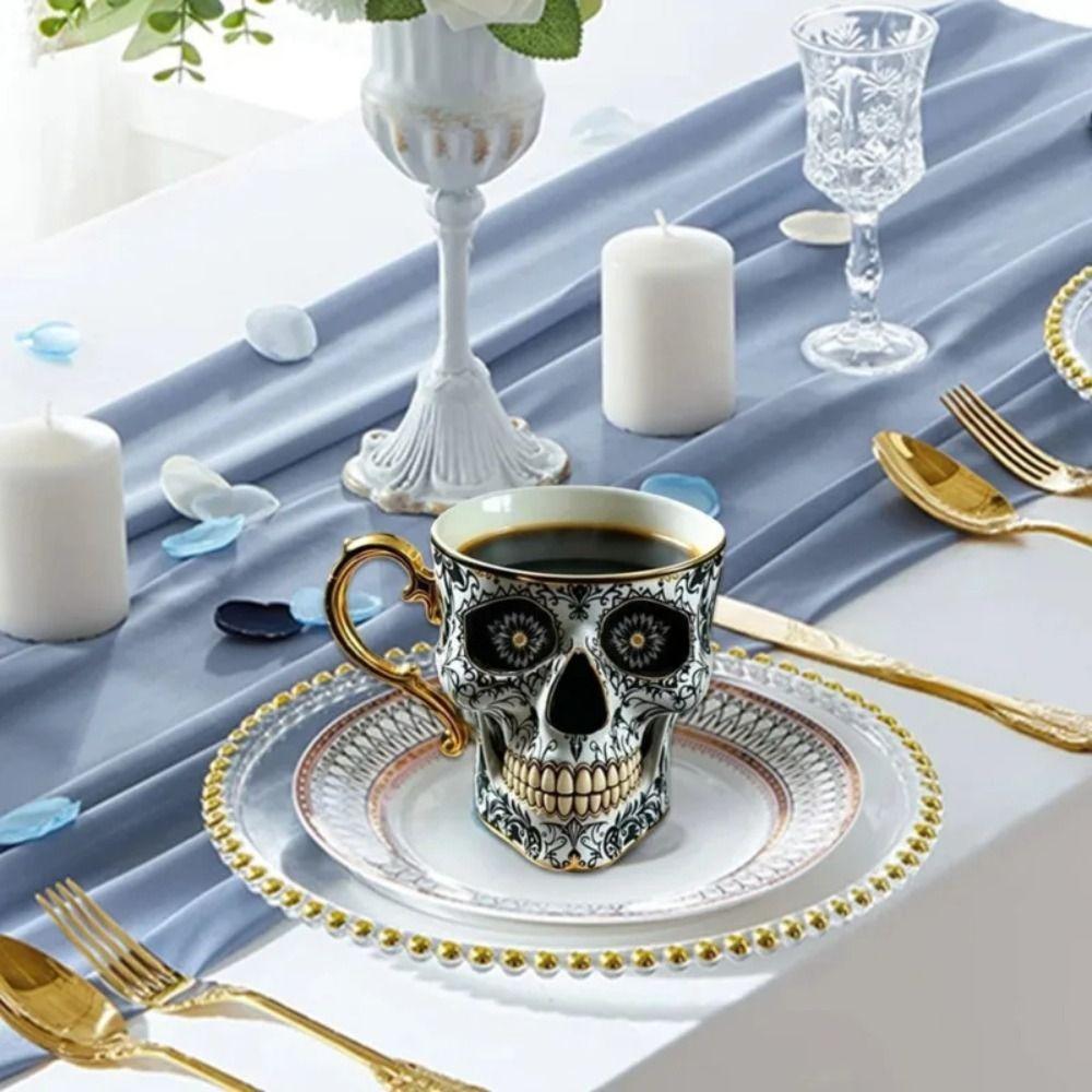 Stylish Resin Skull Coffee Mug Bonehead Design Gothic Skull Crusher Coffee Tea Cup Set Halloween Party