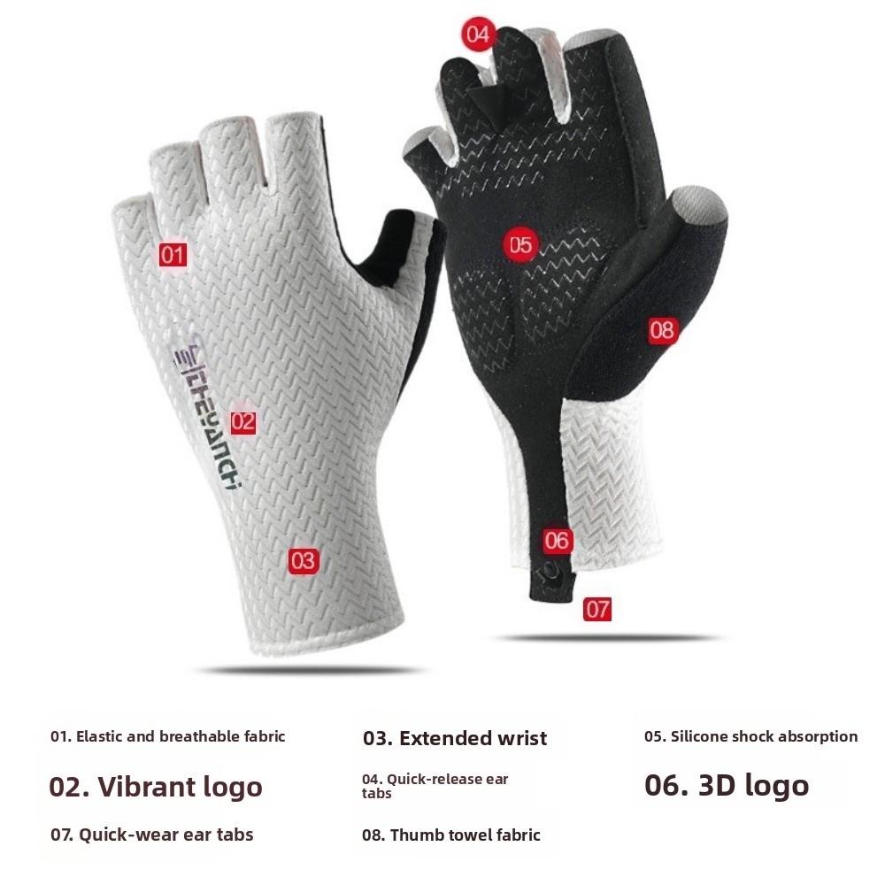 1Pair Breathable Half-Finger Gloves Anti-Slip Bicycle Gloves Cycling Bike Gloves  Gym Fitness