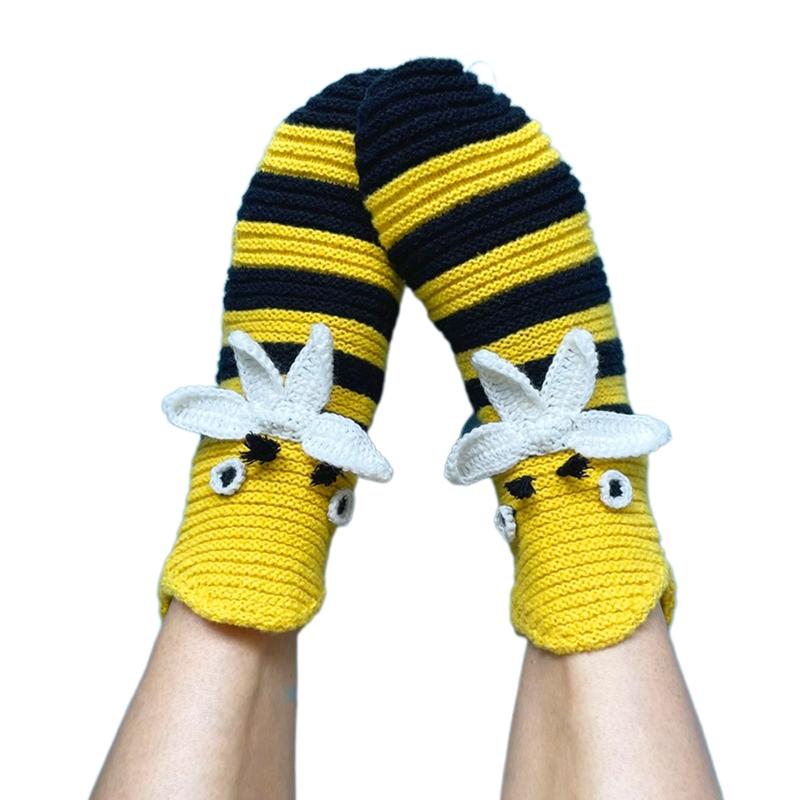 

Bee Striped Socks Funny Crochet Bee Stockings Bee Socks For Women Knit Bee Sock Carnival Dress Up Halloween Party 1 жёлтый