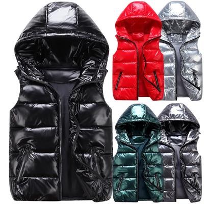 Cotton Vest Men's Autumn And Winter Thickened Warm Hoodie Vest Color Stitching Waistcoat