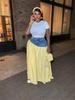 TW738 European & American Cute Fashion Spicy Girl High-Waisted Plaid Denim Patchwork Skirt