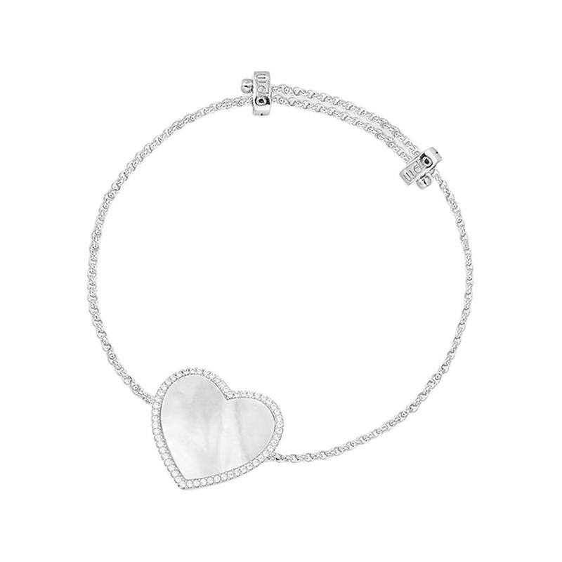 APM Monaco Bracelet [Romantic Confession] Simple white mother-of-pearl love, sweet, versatile, exquisite and fashionable 925 Silver F Endless Love