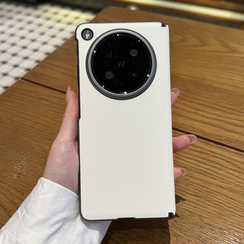 Applicable To OPPOFindN1 Mobile Phone Case Plain Leather Center Shaft Hinge  N1 Folding Light Carbon Fiber Pattern Anti-drop Case