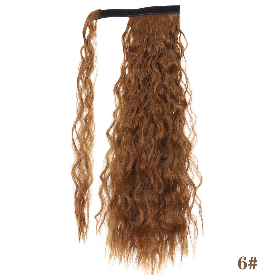 LUPU Synthetic Long Corn Perm Ponytail Hair Extension Clip In Hairpiece For Women Wrap Around Magic Paste Ponytail Extensions
