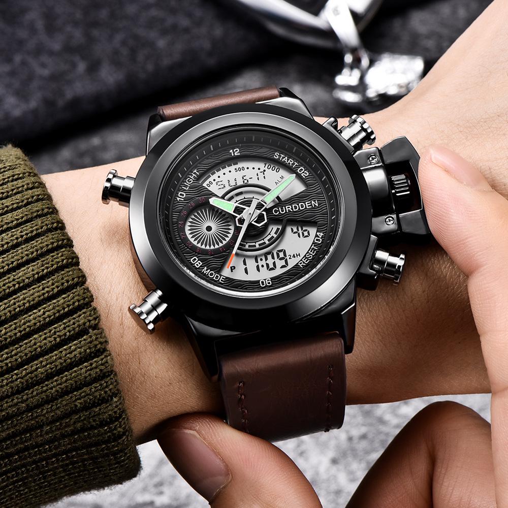 New Men's Multifunctional Dual Display Sport Watch with Stainless Steel Strap