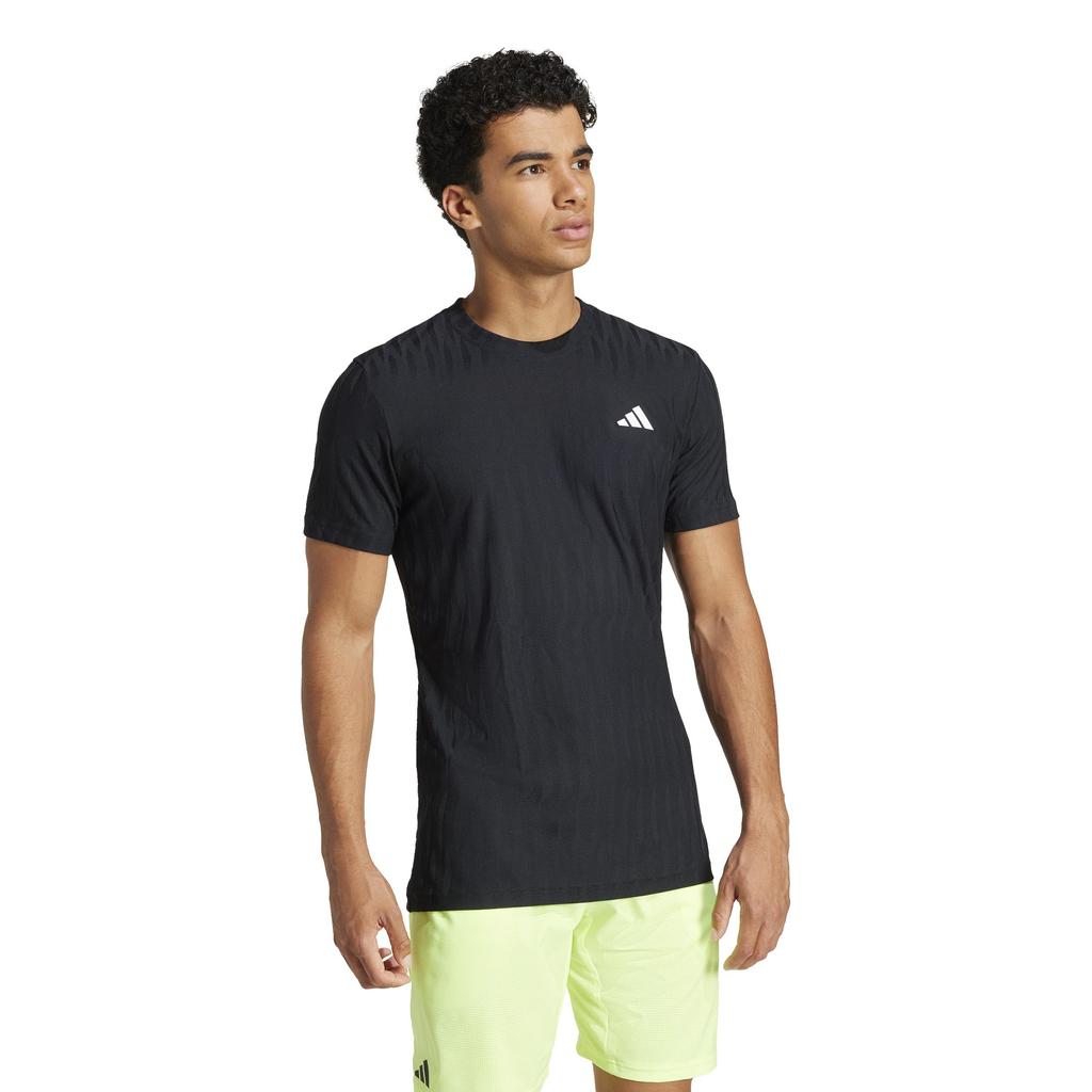 Adidas Short Sleeve Tennis Freelift Black Size L Men's S/S T-Shirt, KWH35, (JF8459),
