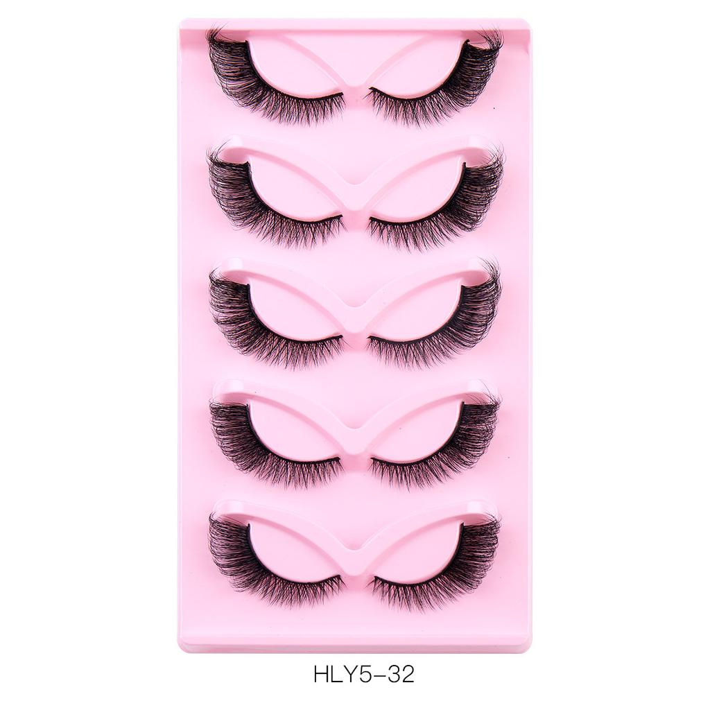 5 Paires De Faux Cils Obliques Renard Volant, Naturels Épais Extrémité des Yeux, Cils Étendus