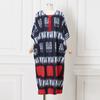 Oversized Women Batwing Sleeve Stitching Print Casual Loose Maxi Long Dress