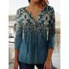 Spring and Summer Women's Blouse Fashion New Women's Floral Print V-neck Short-sleeved Pleated Buttons T-shirt