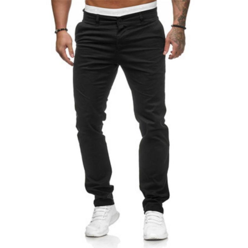 Men European Style Solid Color Loose Casual Long Trousers