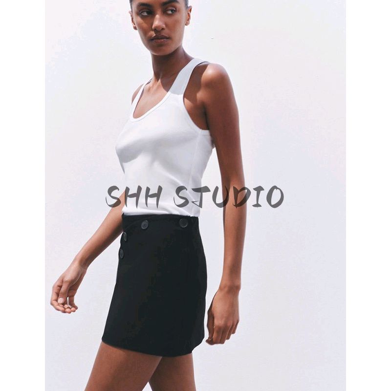 Spring and Summer New Women's Clothing American Style Minimalist Decorated Row Button Fashion City A- line Casual Culottes 2327791