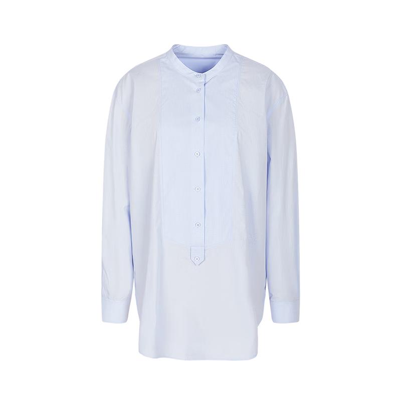 LESS 2026 Spring Stand Collar Loose Fit Cotton Long Sleeve Shirt M