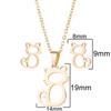 2pcs Set Korea Fashion Hollowed-out Cute Little Cat Stud Earrings Necklace Set for Women New Design Stainless Steel Jewelry Gift