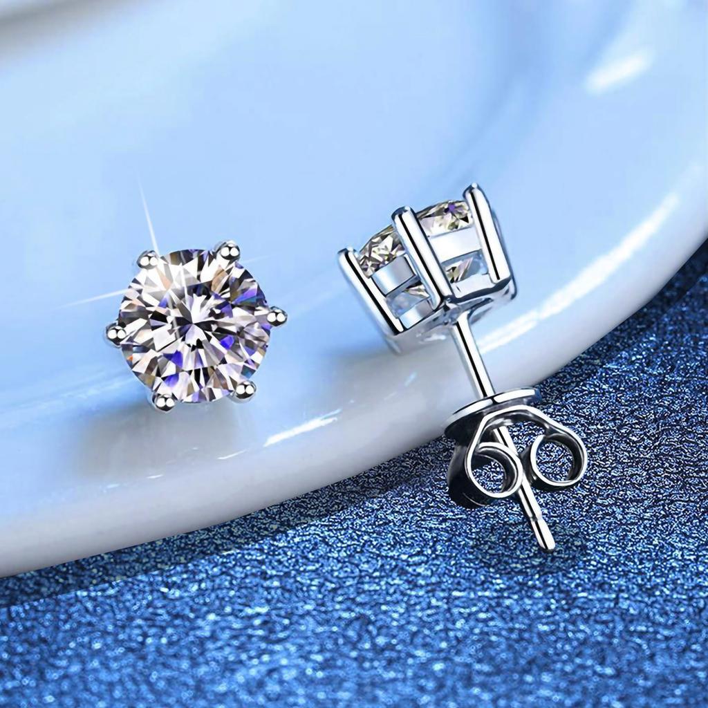 5-9MM Moissanite Earring 925 Silver Plated with White Gold Stud Earrings For Women Jewelry