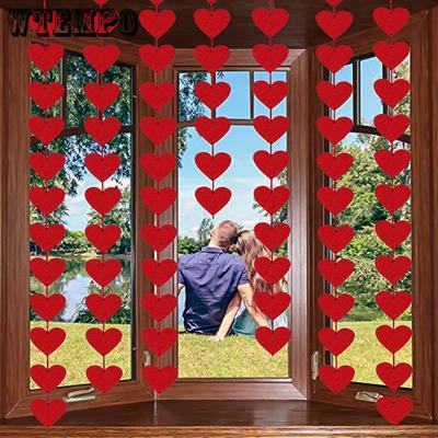 10pcs Red Hearts Felt Party Garlands - NO DIY - Valentines Red Heart Hanging String Garland - Valentines Decor - Valentine Decorations