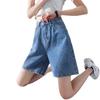 Women's High-Waist Denim Shorts, Summer 2022 Trend, Loose Fit, Mid-Length, Wide-Leg Design.