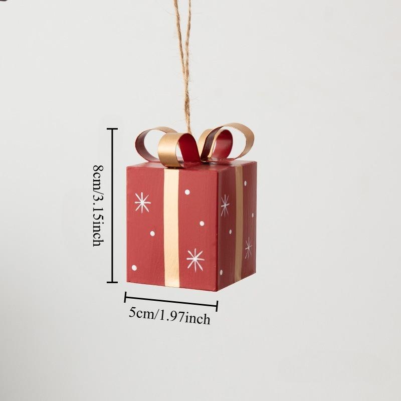Christmas Wrought Iron Gift Package Christmas Tree Decoration Pendant Christmas Hanging Decoration Oliday Gift Box