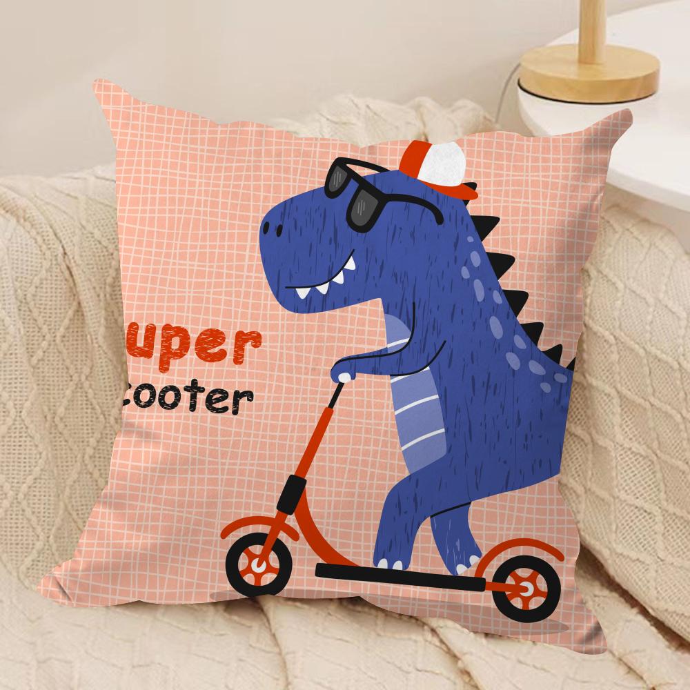 Cartoon Dinosaur Cute Cushion Cover Soft Plush DoubleSided Printed Sofa Pillow Cushion Cover  Cozy AllSeason Decor Gift