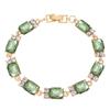 Vintage Pink Rectangle Stone Chain Bracelet Women Elegant Party Wrist Jewelry