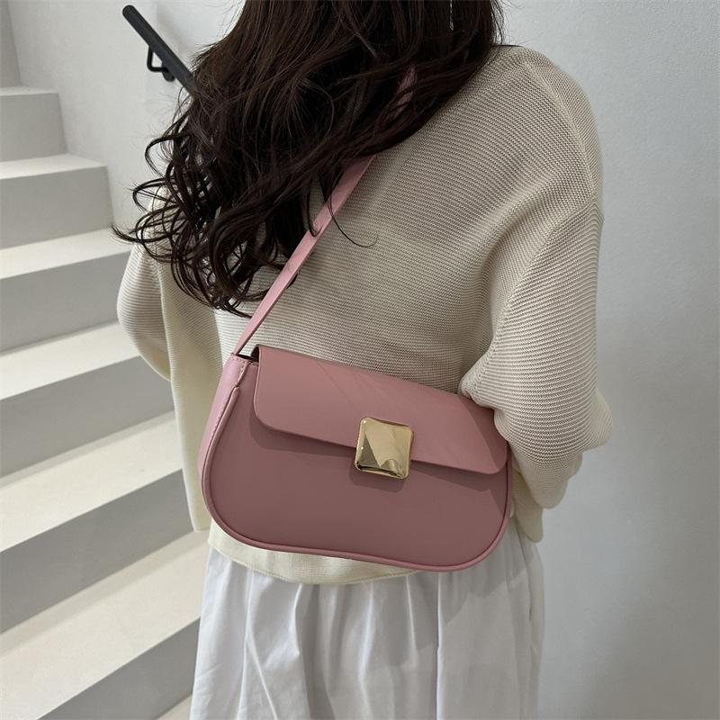 Retro Small Square Bag Simple Versatile Daily Commute Single Shoulder Underarm Bag