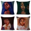 Beautiful Black Women Africa Girl Pillow Case Polyester Decor Colorful Cartoon Cushion Cover For Sofa Car Home Pillowcase 45X45