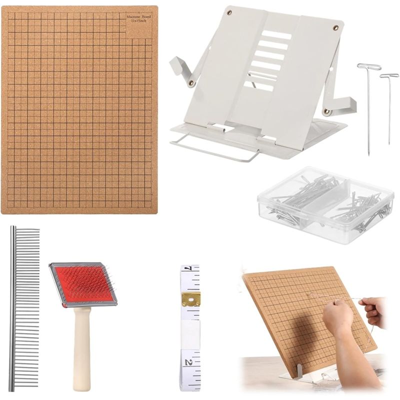 ABIY Armband-Herstellung Makramee-Brett-Set(106 Stück), Enthält T-Nadeln, doppelseitige Gitter & Werkzeuge zur Erstellung von geflochtenen Schnüren