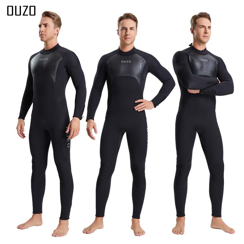 Mens Triathlon Wetsuit 3mm Neoprene Long Sleevele One Piece Wetsuit Ultra Elastic Diving Suit Open Water Swimming