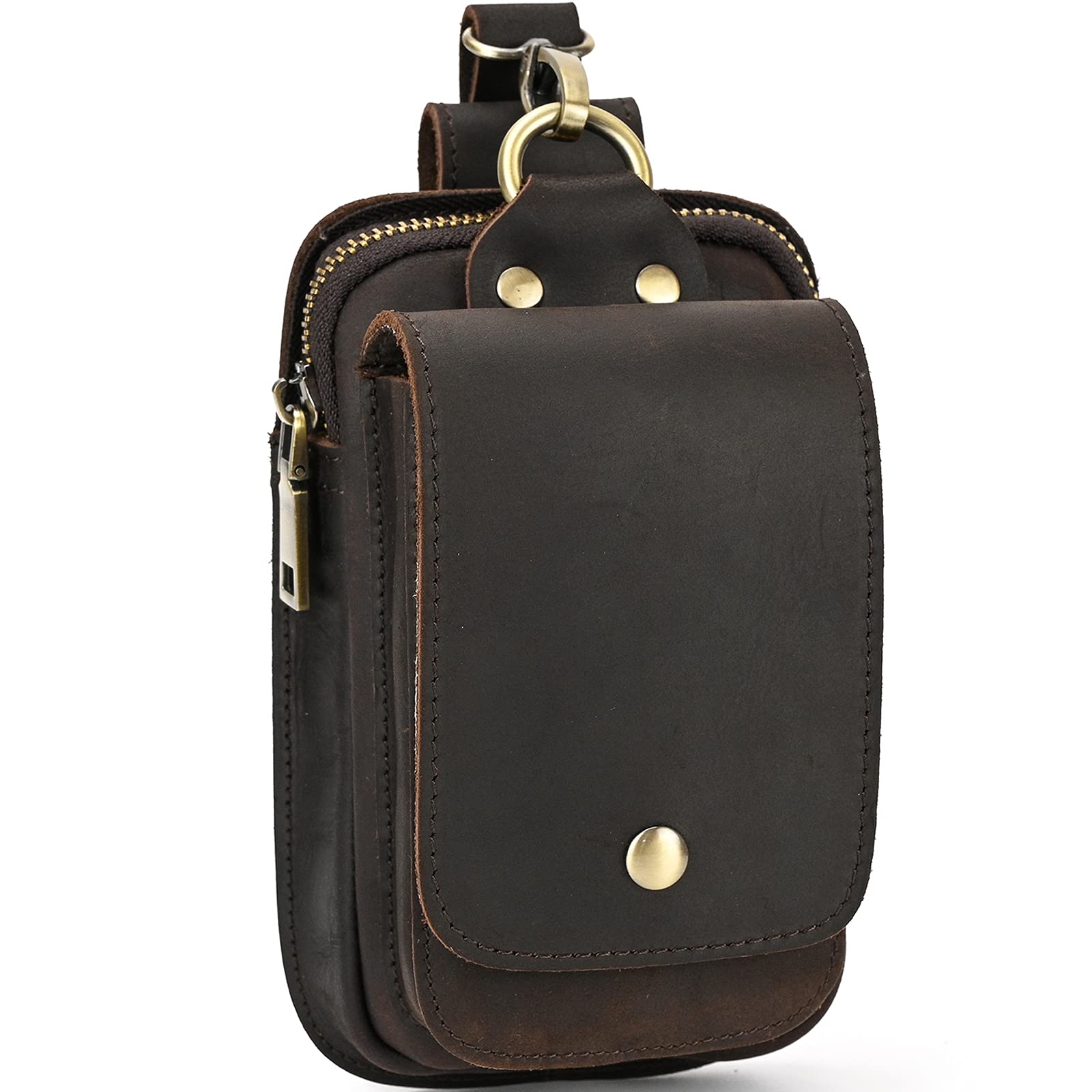 

Сумка на пояс Luufan з натуральної шкіри зі смартфоном Два та карабіном у комплекті Чоловіча Сумісна, Відділення,