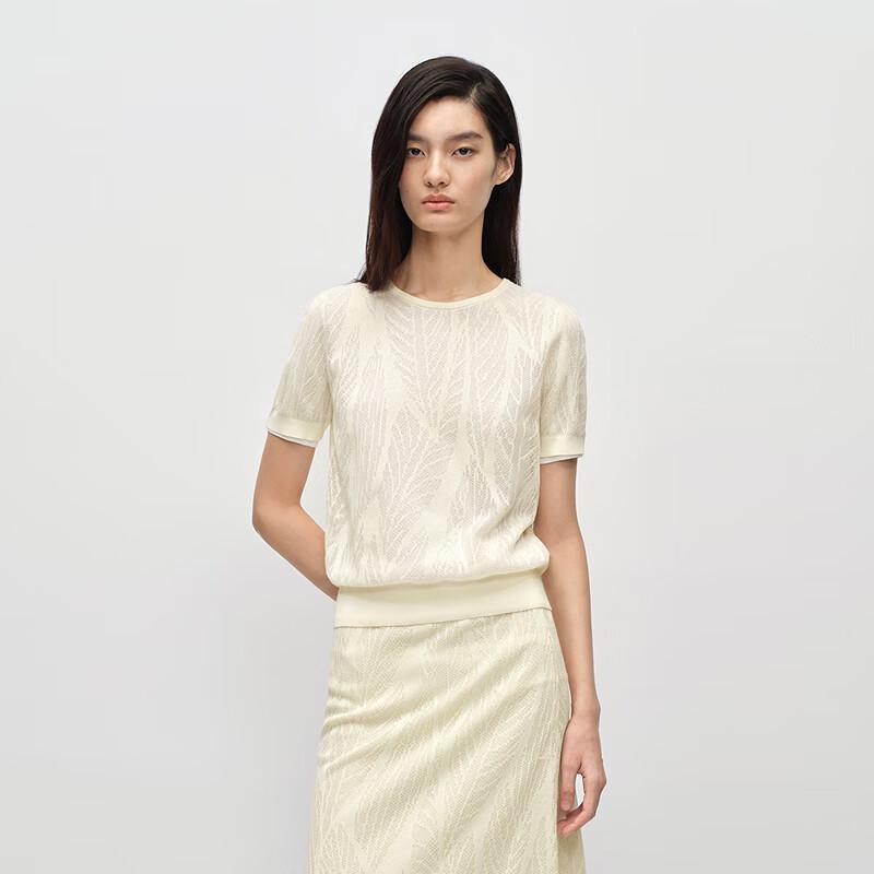 OVVOVV Women s Lightweight Lace-Pattern Knit Top S