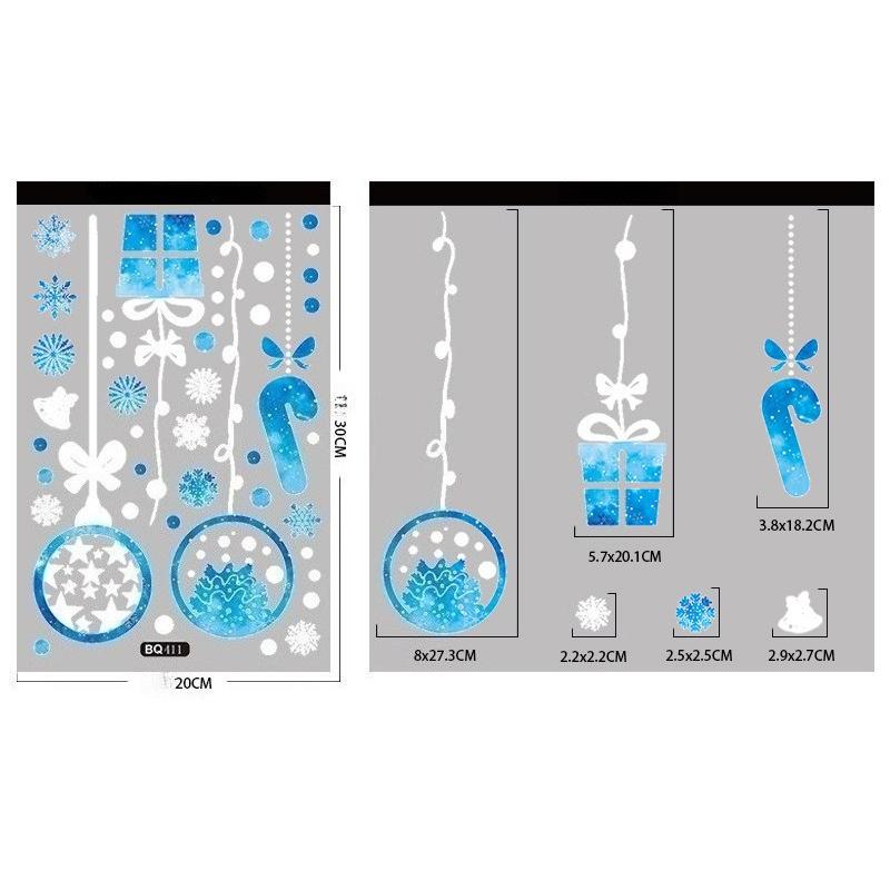 1 folha de adesivos de vidro estáticos de floco de neve, decoração de feliz Natal, decoração para casa, adesivos de janela de floco de neve, papel de parede de ano novo