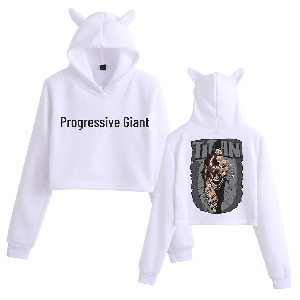 Attack on Titan Cat Ear Crop Top Hoodie for Women