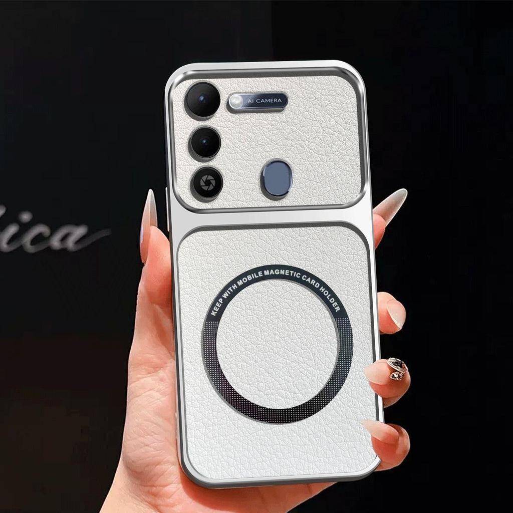 Upgraded Big Lens Protection Case for TECNO SPARK GO 2022,SPARK 9 8C Luxury Leather Casing with Magnetic Ring