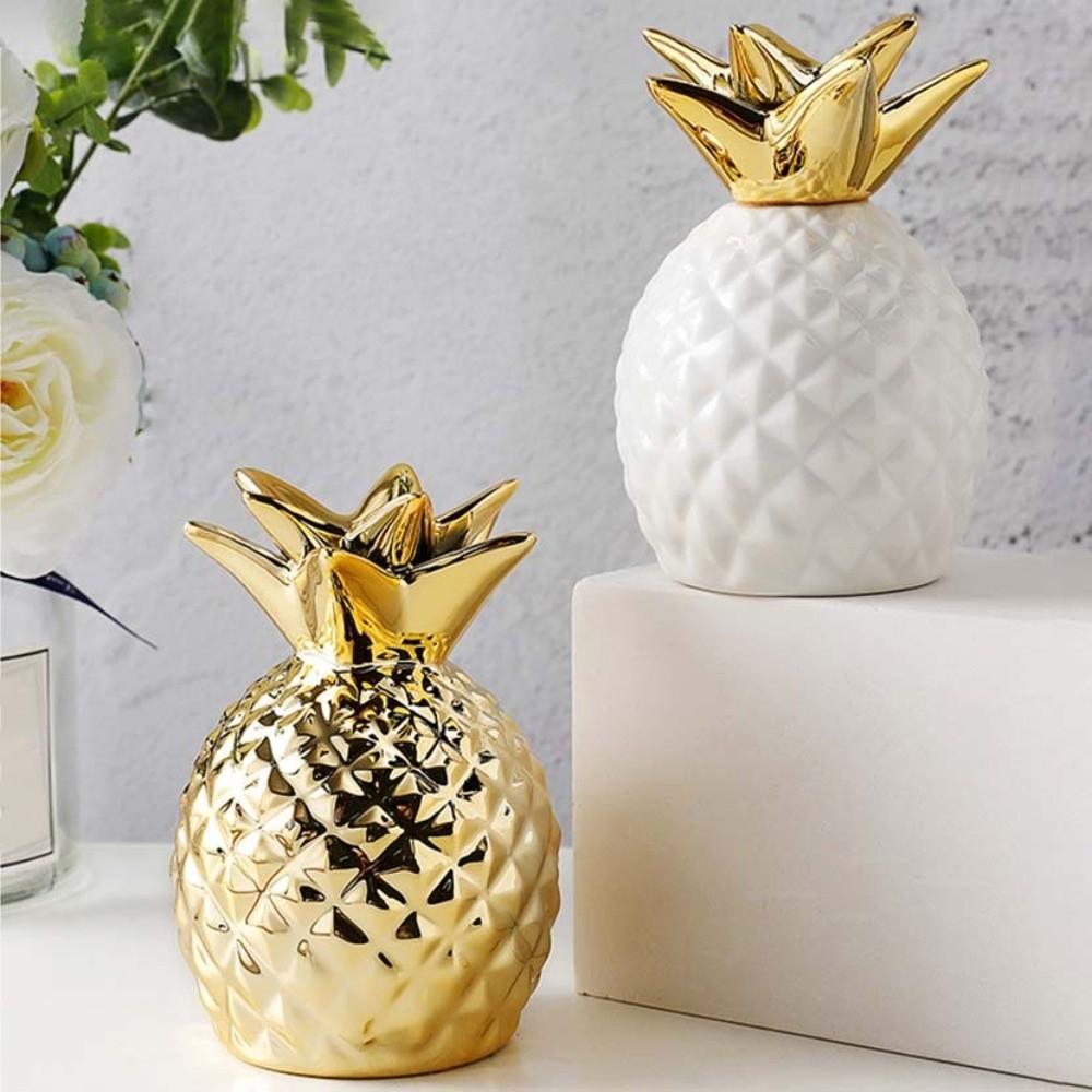 Ceramic Ceramic Pineapple Piggy Bank Golden Beans Container Gilding Savings Money Tank Nordic Style Desk Decor Money Jar