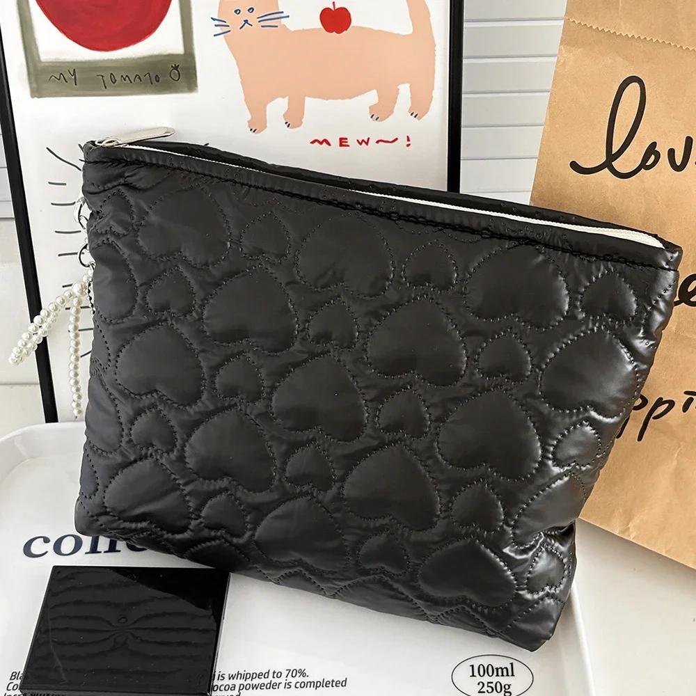 Luxury Heart Waterproof Women Makeup Bag Handbag Travel Cosmetic Toiletry Storage Pouch Elegant Square Zipper Bag